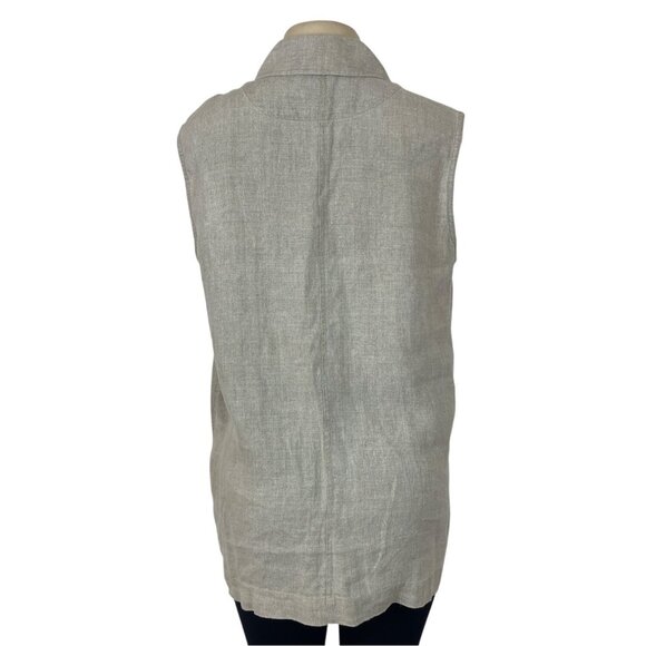 Classiques Entier Beige Linen Sleeveless Button-Up With Pockets Womens Vest Sz M - Picture 3 of 7